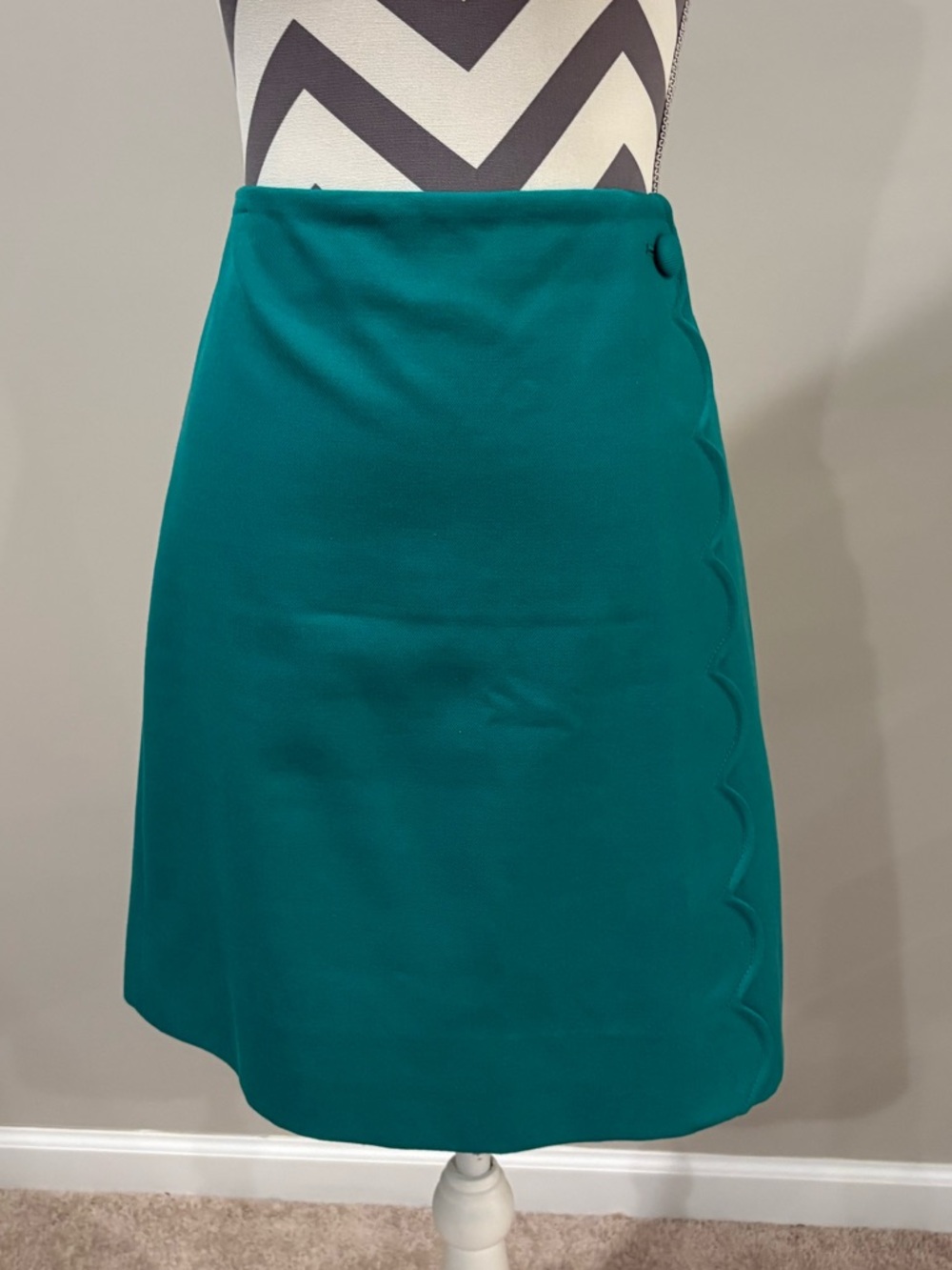 J. Crew Teal Scalloped Pencil Skirt - Picture 2 of 7